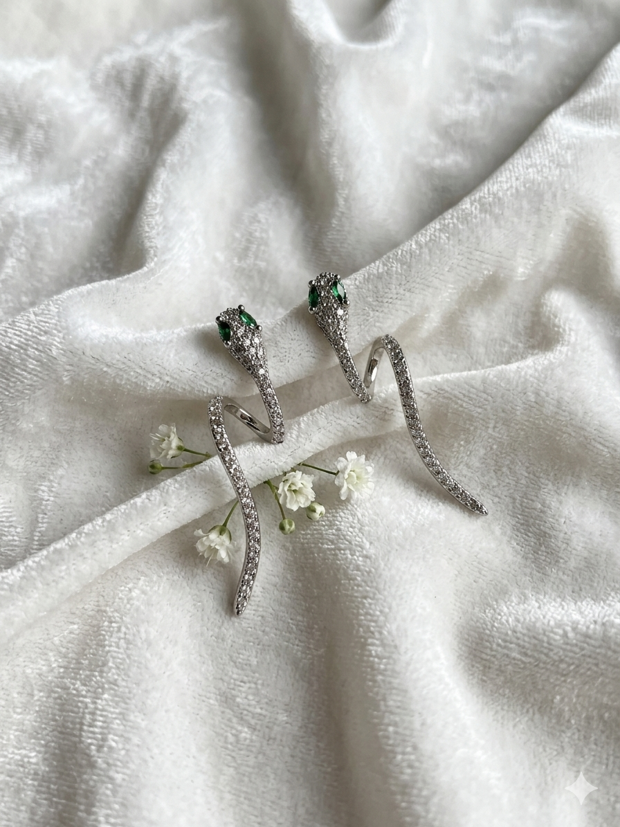 Emerald Serpent Studs Earrings