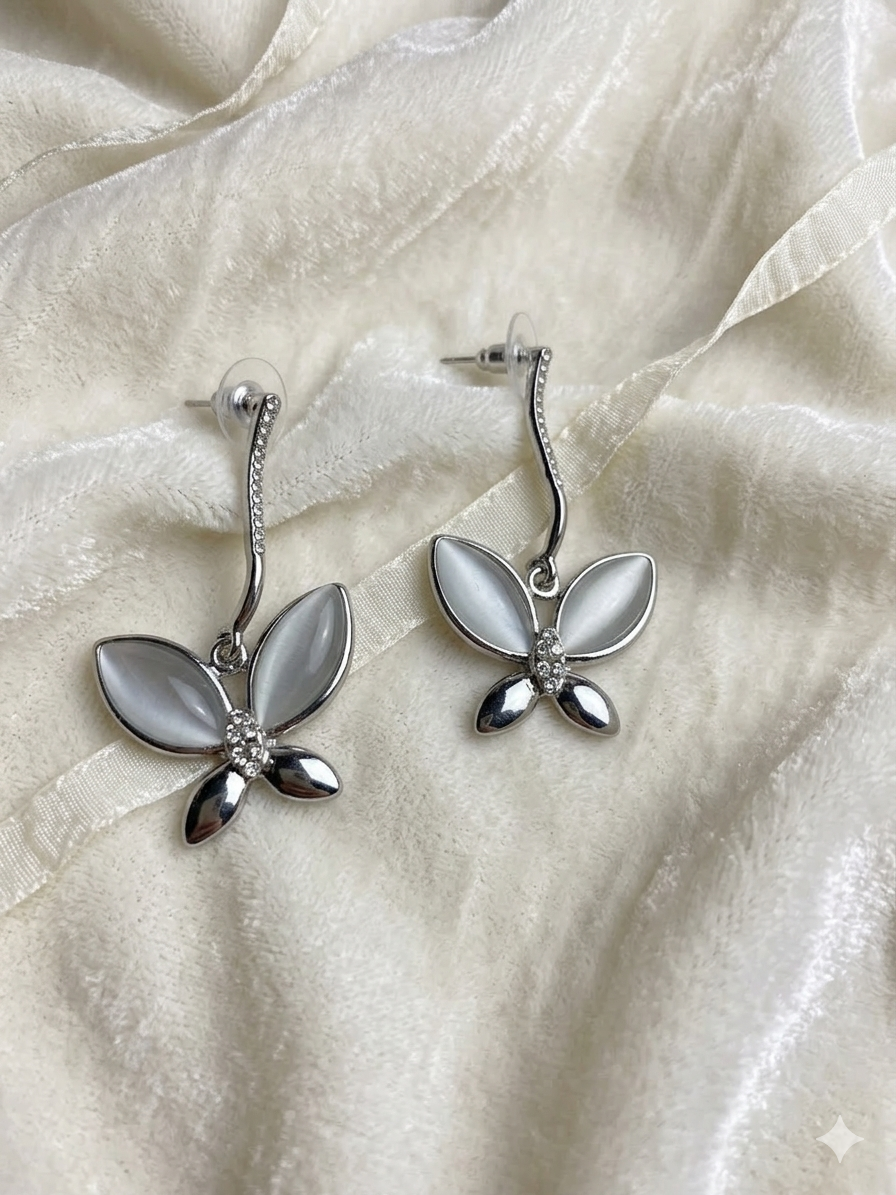 Fluttering Pearl Butterfly Stud Earrings