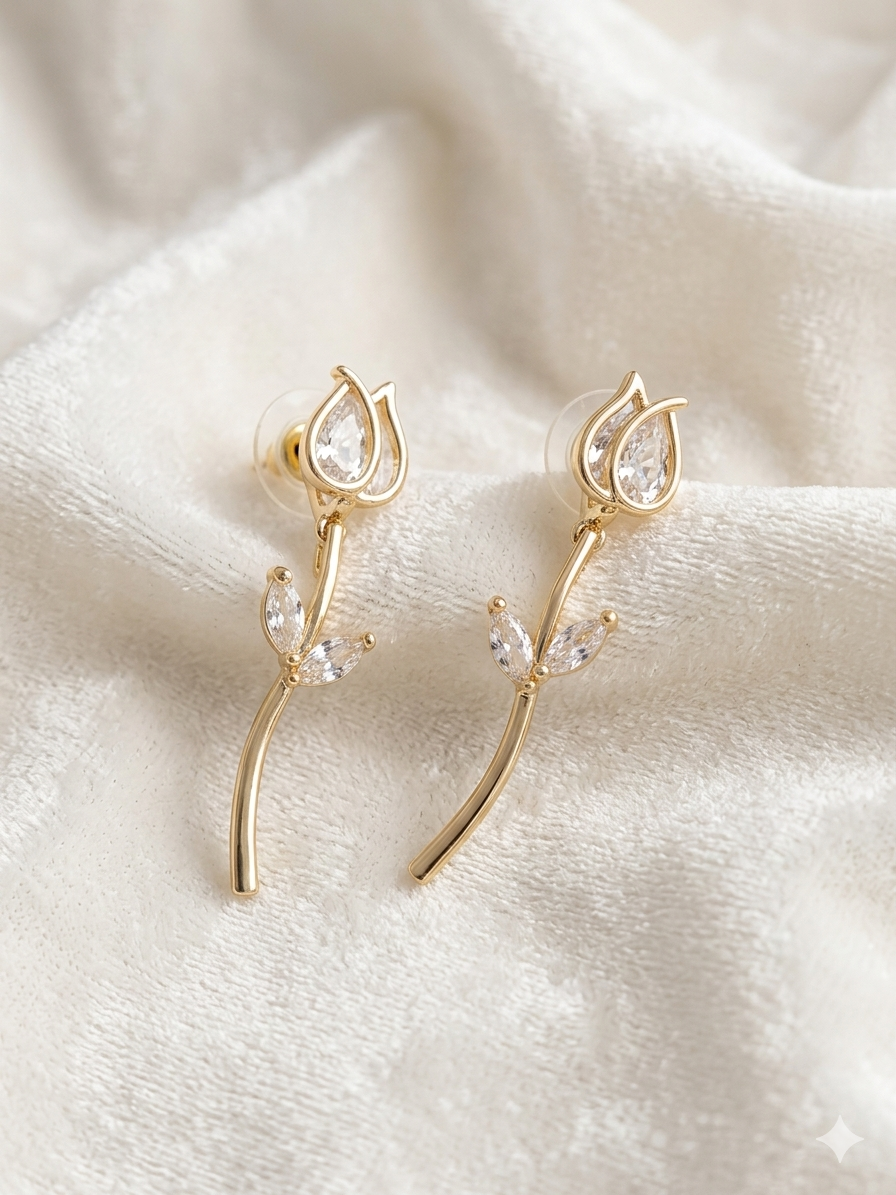 Gold-Plated Tulip Stud Earring
