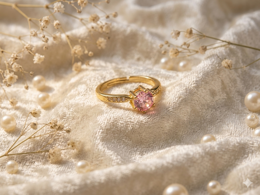 Pink Gemstone Gold Ring